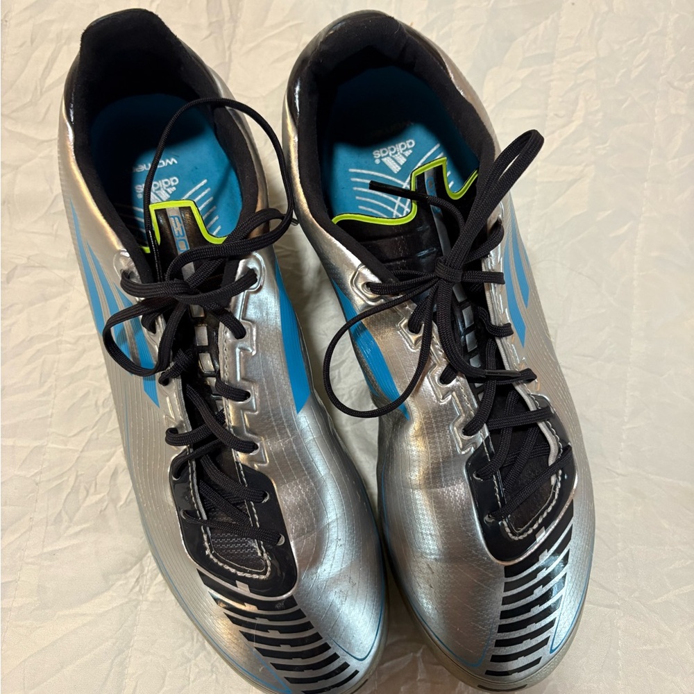 Adidas Women’s Silver and Blue Athletic Shoes